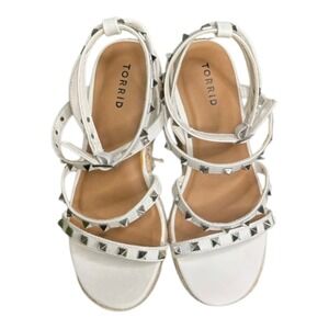Torrid White Studded Espadrille Platform Wedge Sandals Wide Width 8.5WW Rocker